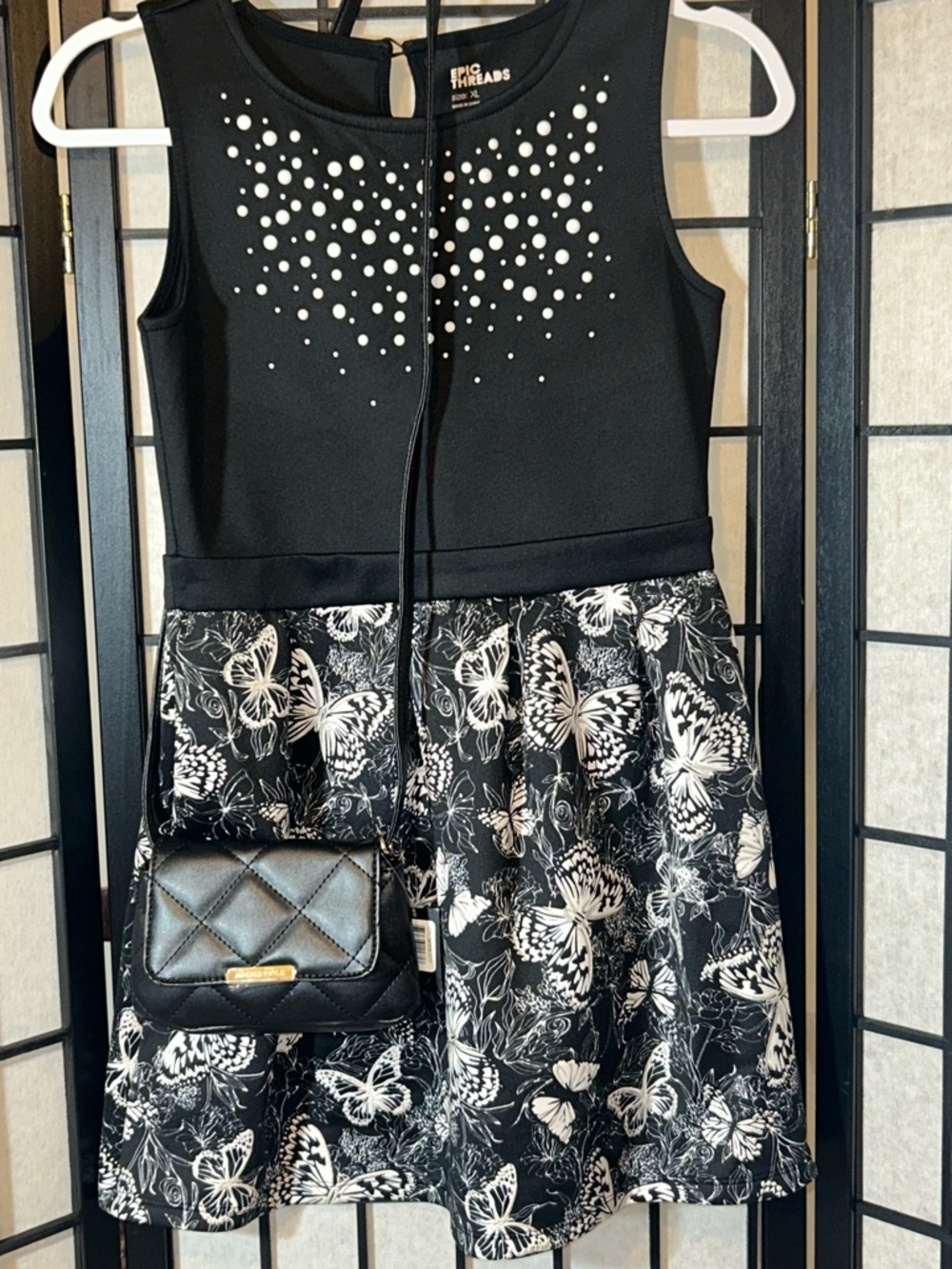 Epic Threads Black & White Butterfly Party Dress